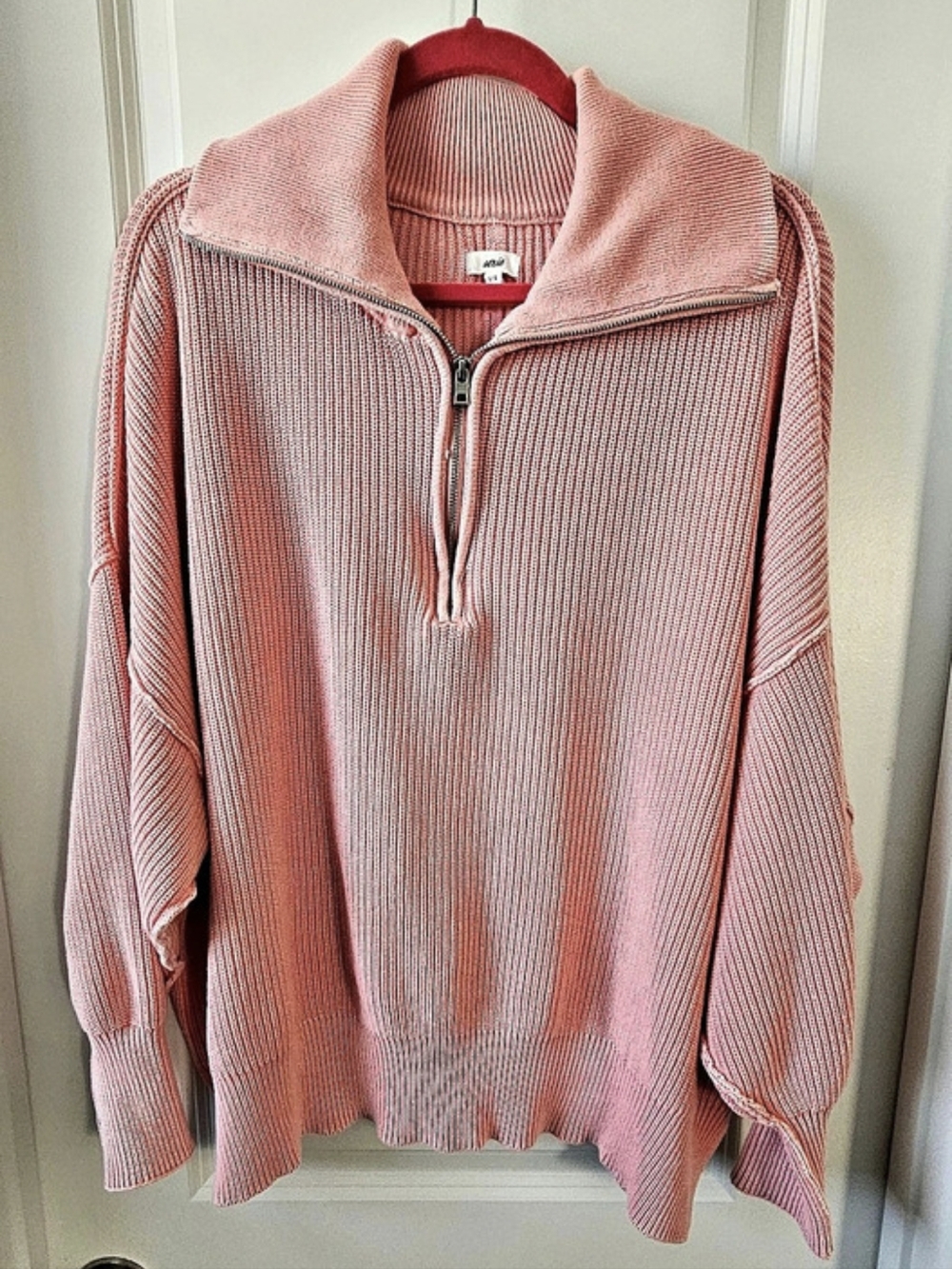 Aerie Beyond Quarter-Zip Sweater Pink Large